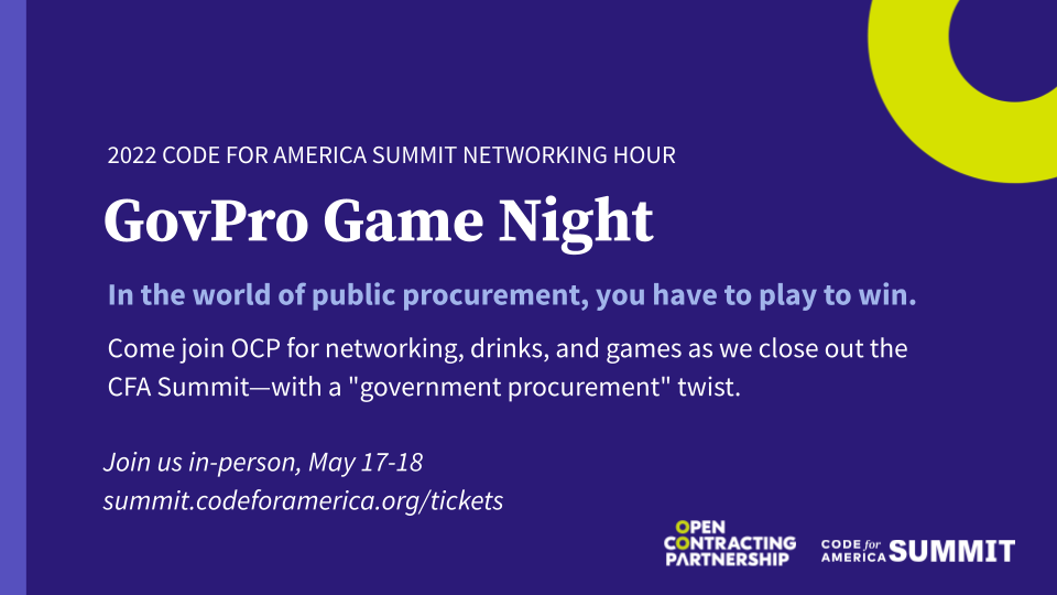 Code for America Summit Networking Hour: GovPro Game Night - Open ...